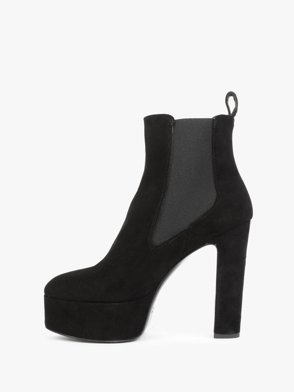 Noblock Black Suede Platform Ankle Boots