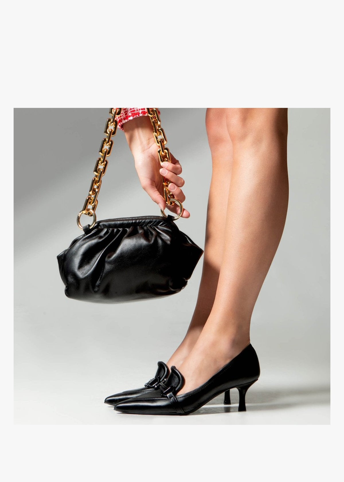 Nobuck Black Leather Kitten Heel Court Shoes