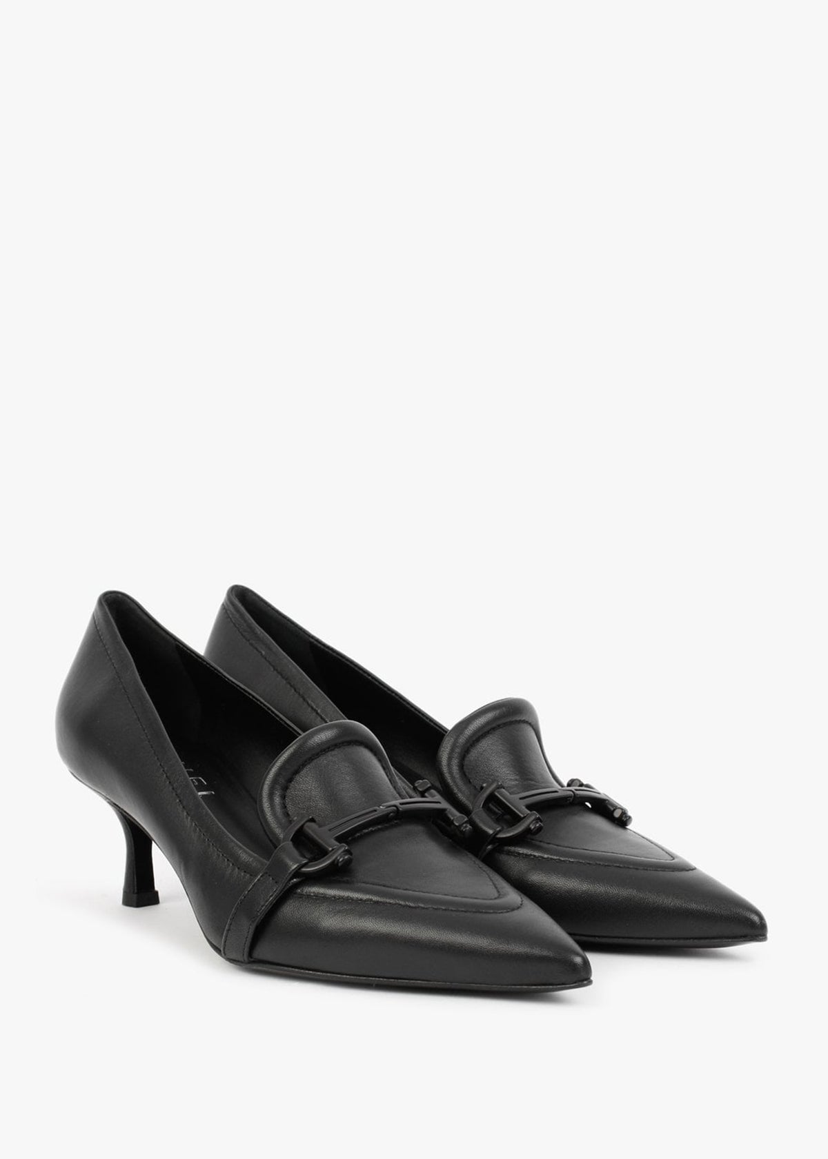 Nobuck Black Leather Kitten Heel Court Shoes