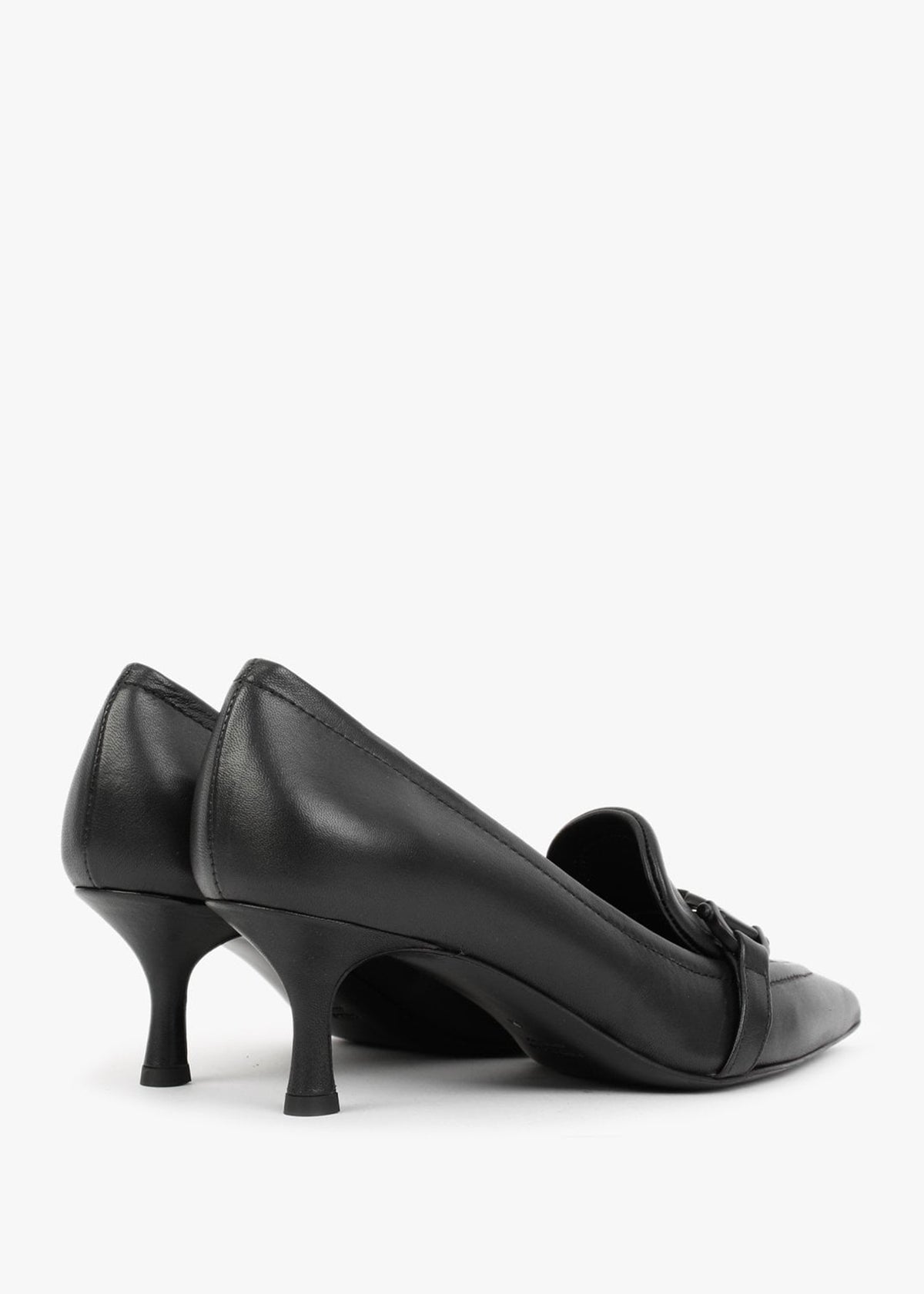 Nobuck Black Leather Kitten Heel Court Shoes