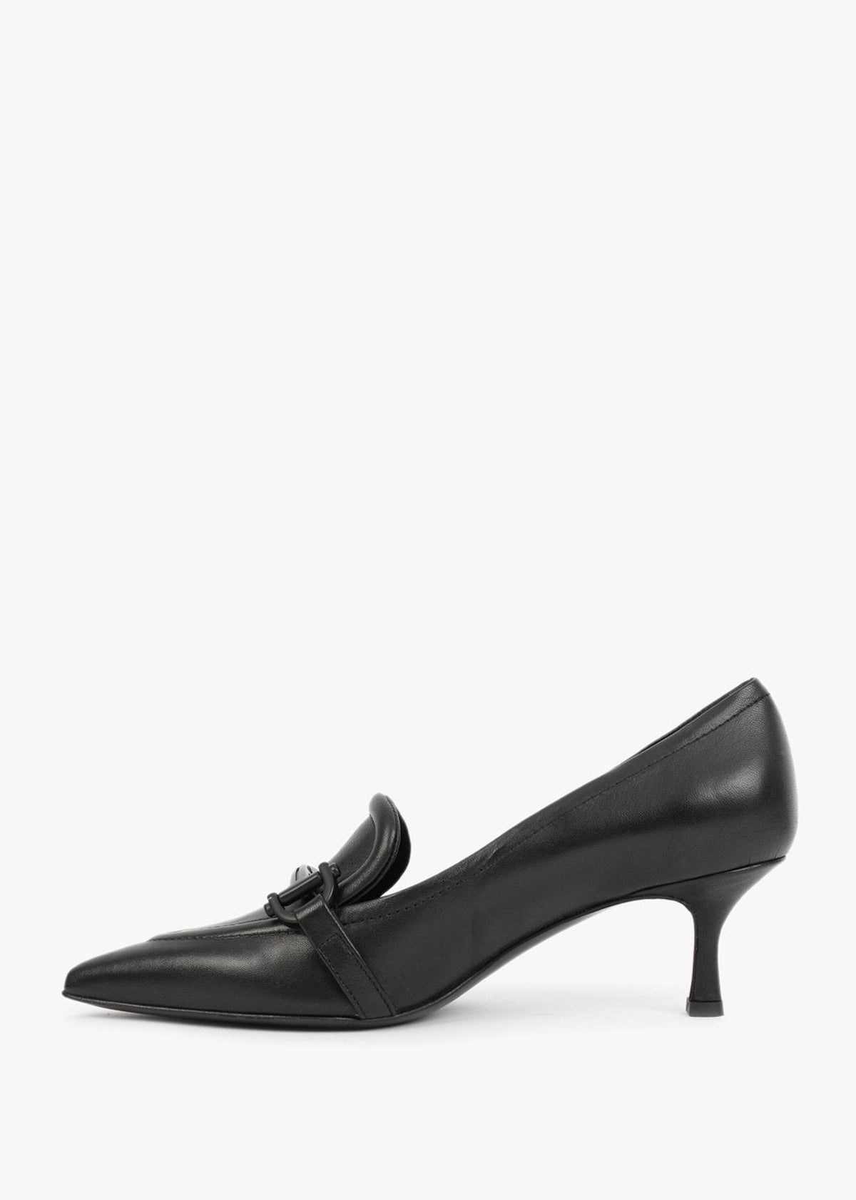 Nobuck Black Leather Kitten Heel Court Shoes