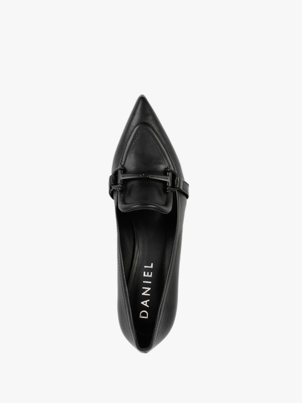 Nobuck Black Leather Kitten Heel Court Shoes