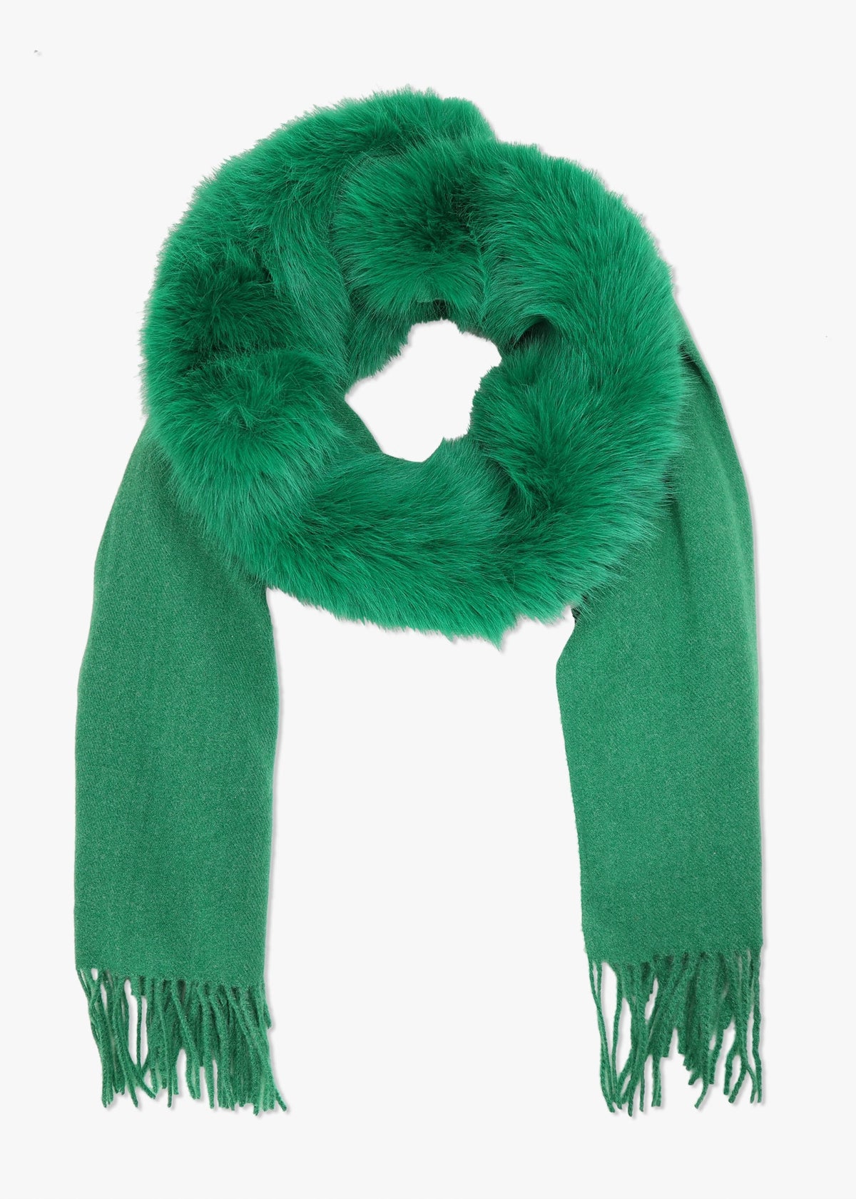 Green Faux Fur Collar Shawl