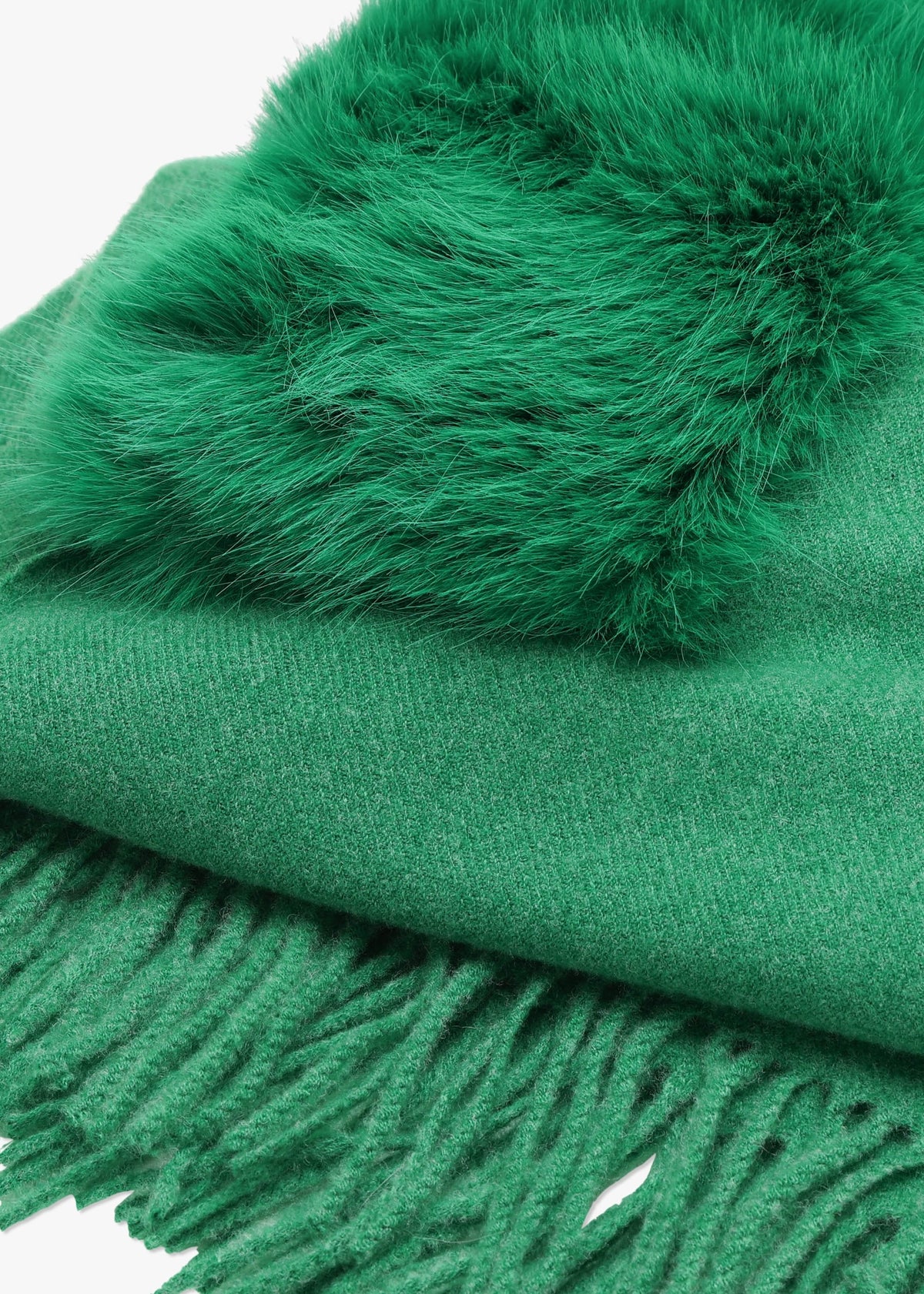 Green Faux Fur Collar Shawl