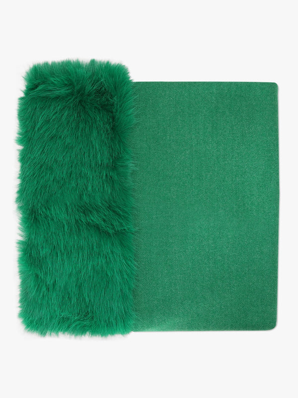 Green Faux Fur Collar Shawl