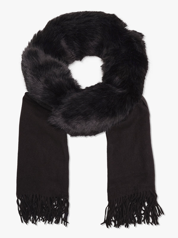 Black Faux Fur Collar Shawl