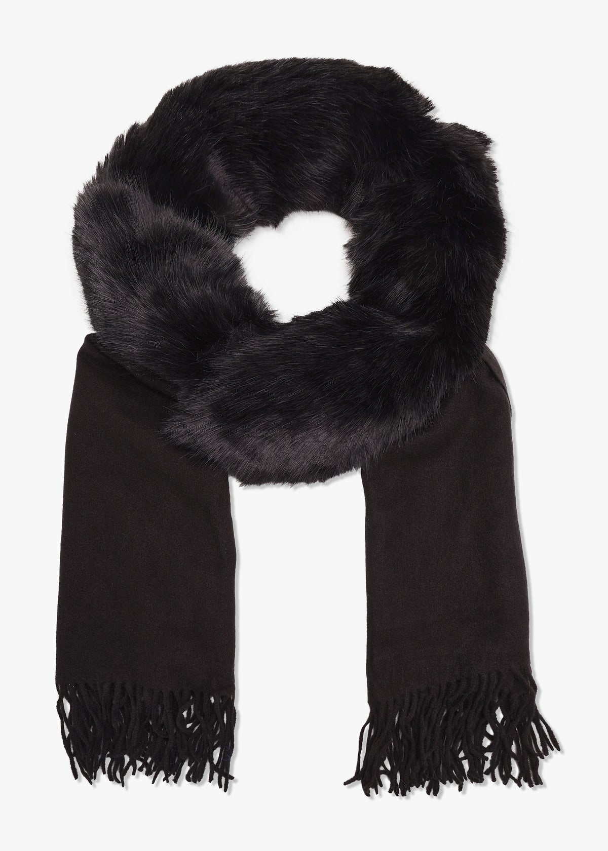 Black Faux Fur Collar Shawl