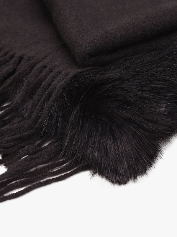 Black Faux Fur Collar Shawl