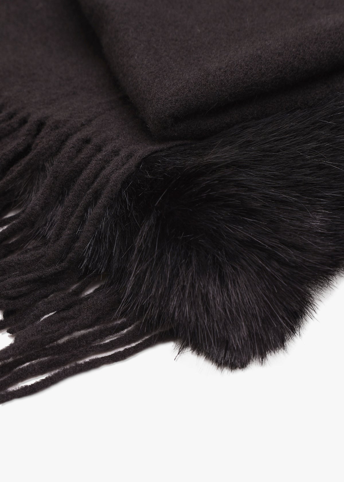 Black Faux Fur Collar Shawl