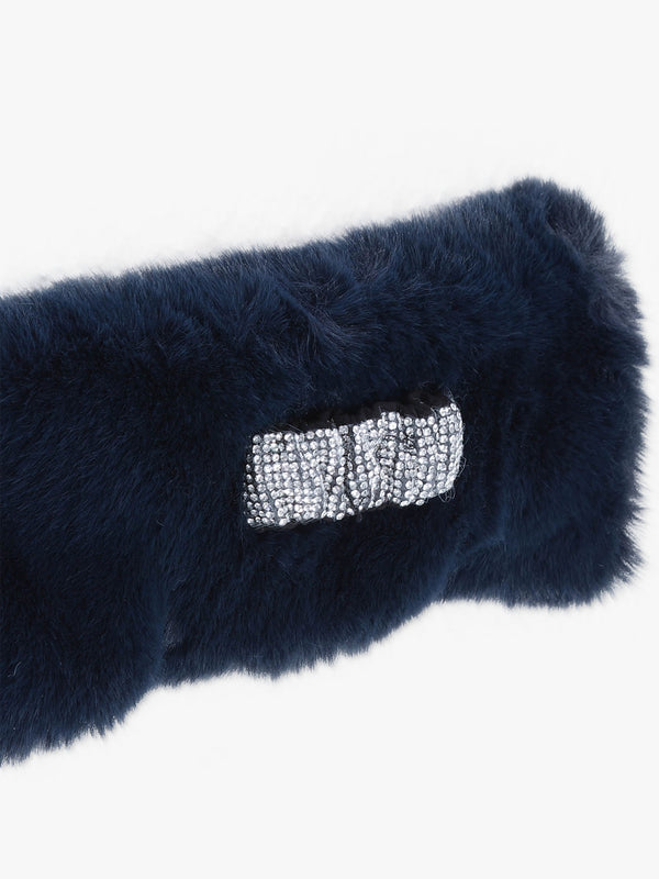 Navy Faux Fur Embellished Collar