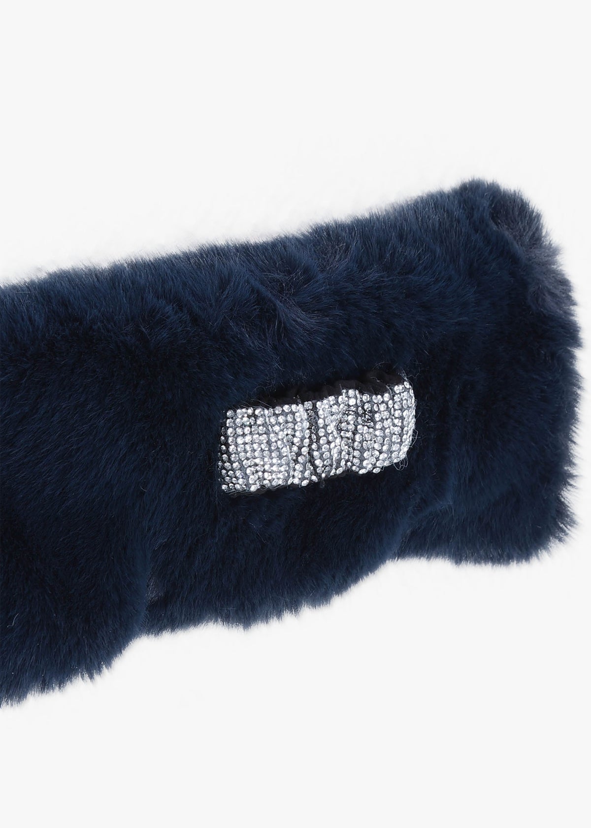 Navy Faux Fur Embellished Collar