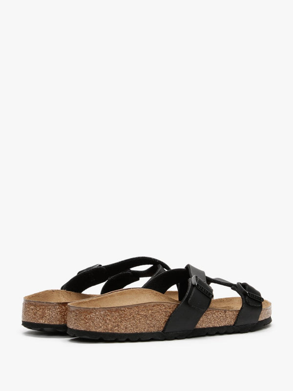 Yao Balance Black Birko-Flor Cross Strap Mules
