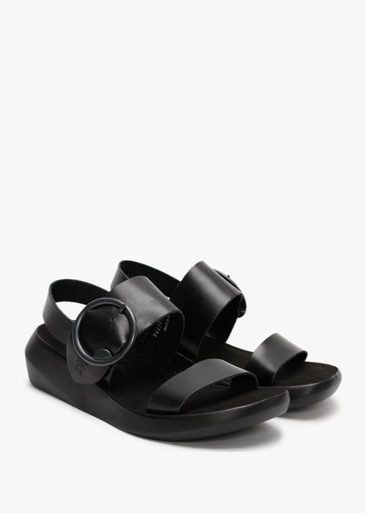 Bani Black Leather Big Buckle Sandals