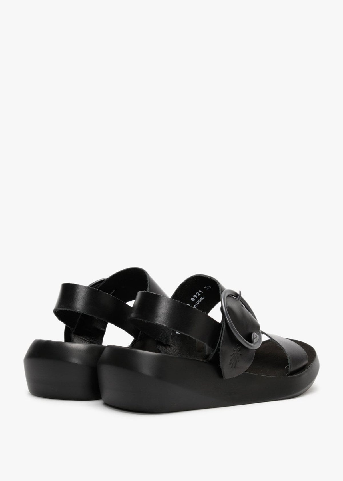 Bani Black Leather Big Buckle Sandals