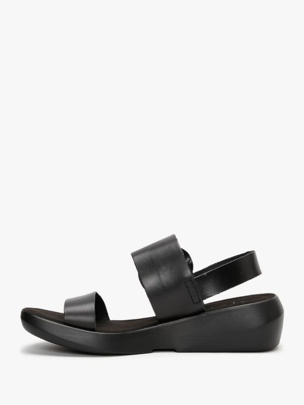 Bani Black Leather Big Buckle Sandals