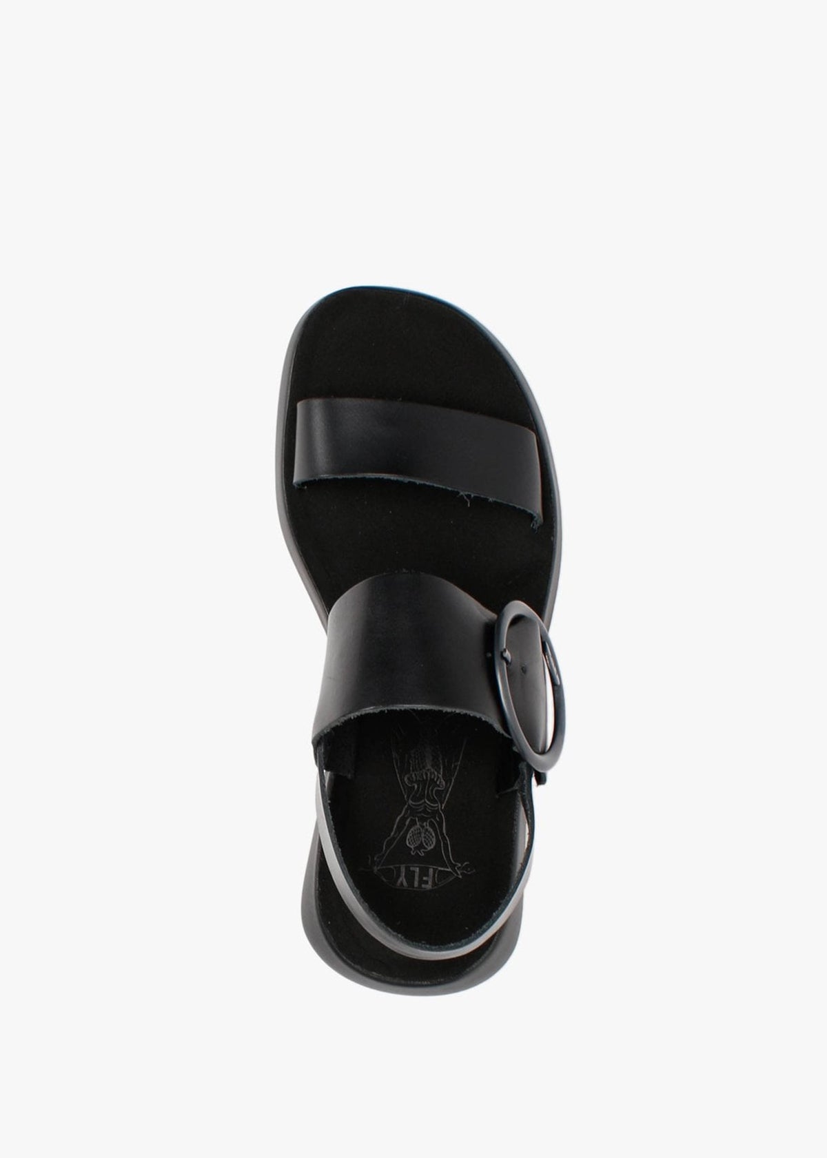 Bani Black Leather Big Buckle Sandals
