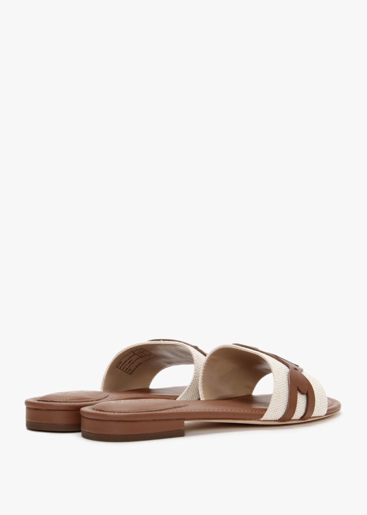 Alegra Canvas & Leather Natural Tan Logo Mules