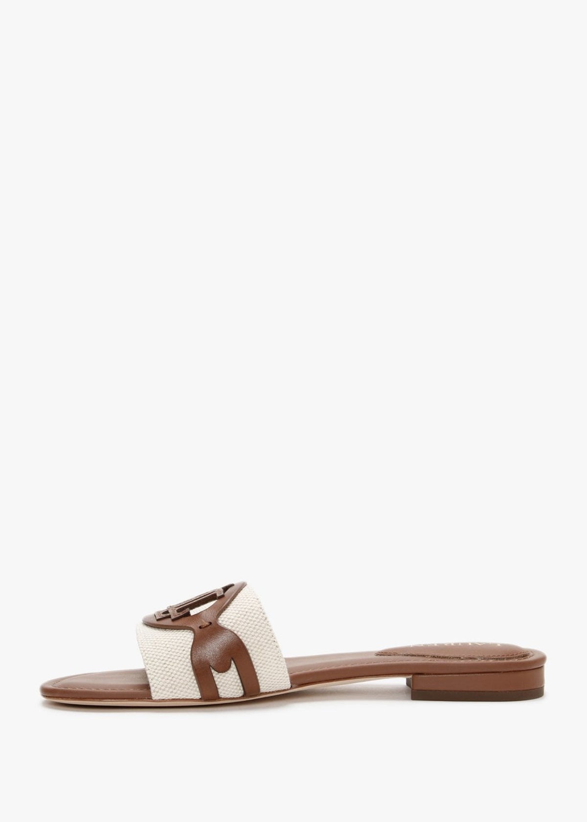 Alegra Canvas & Leather Natural Tan Logo Mules