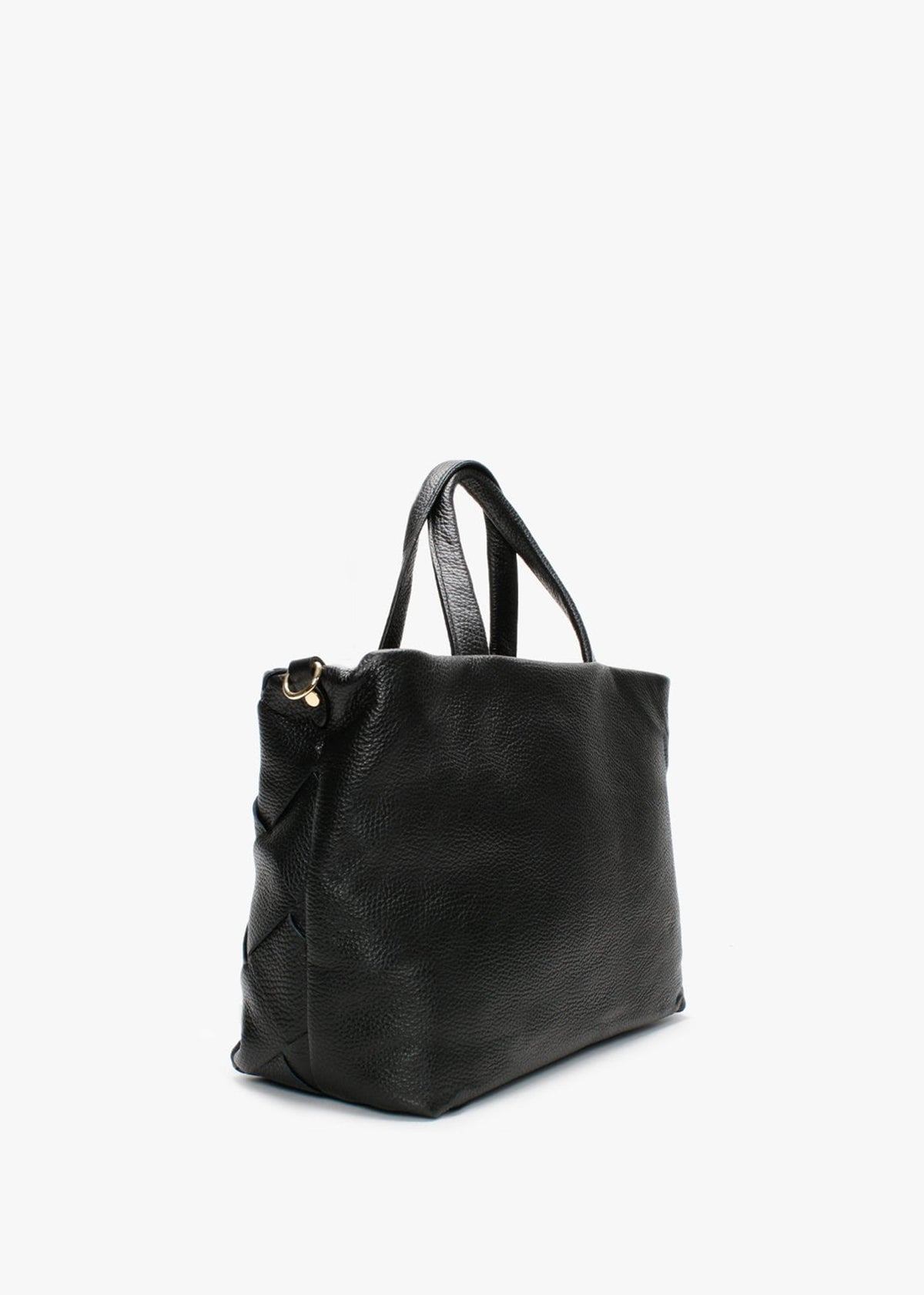 Ditote Black Leather Woven Tote Bag