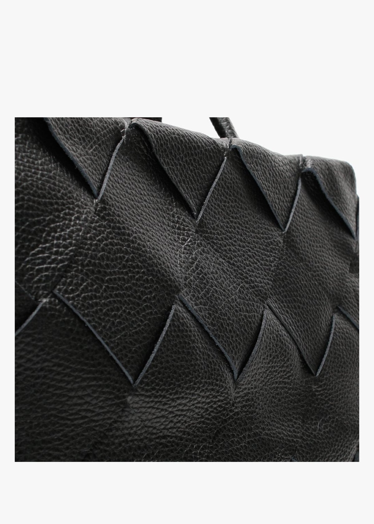 Ditote Black Leather Woven Tote Bag