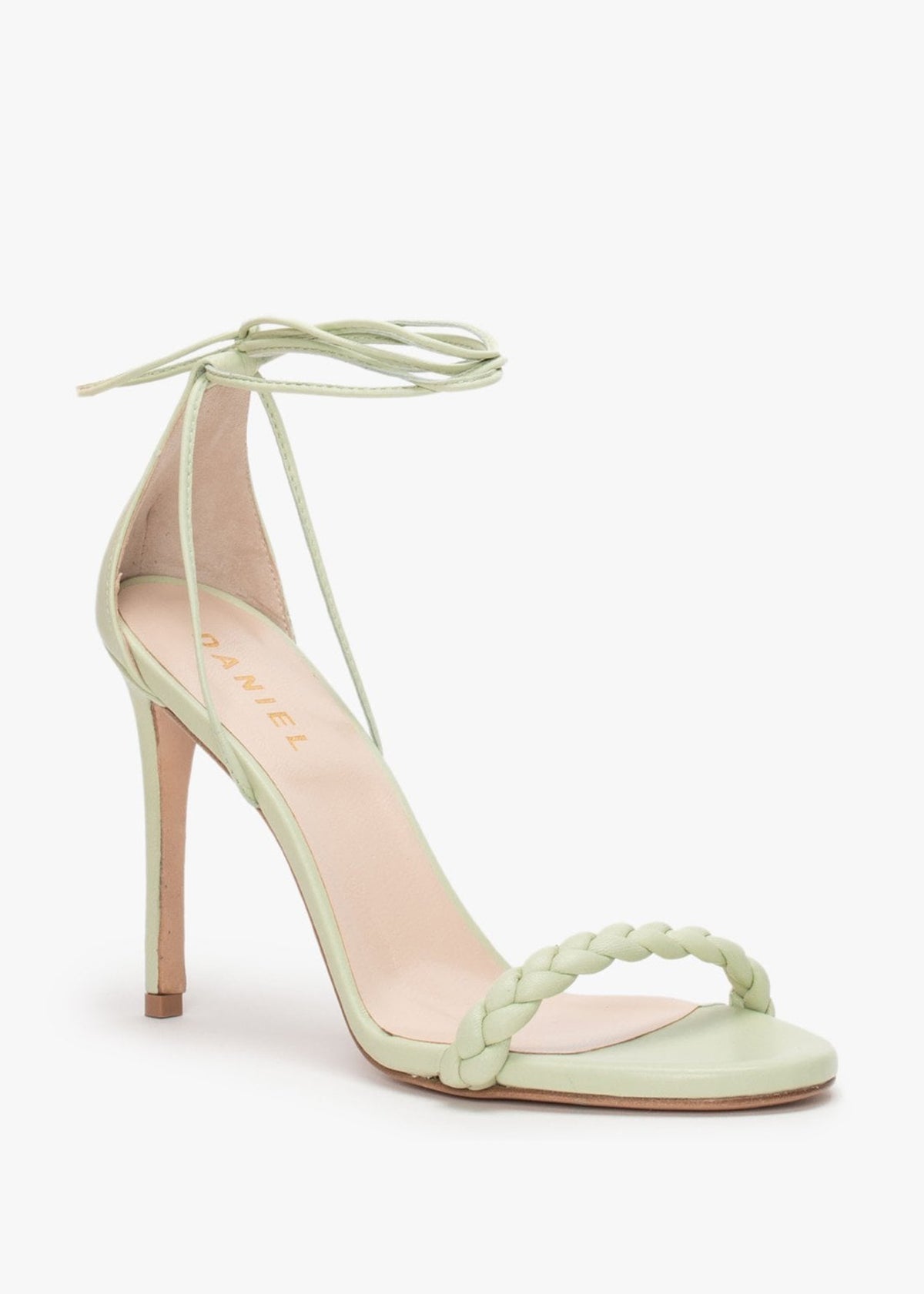 Frait Green Leather Braided Heeled Sandals