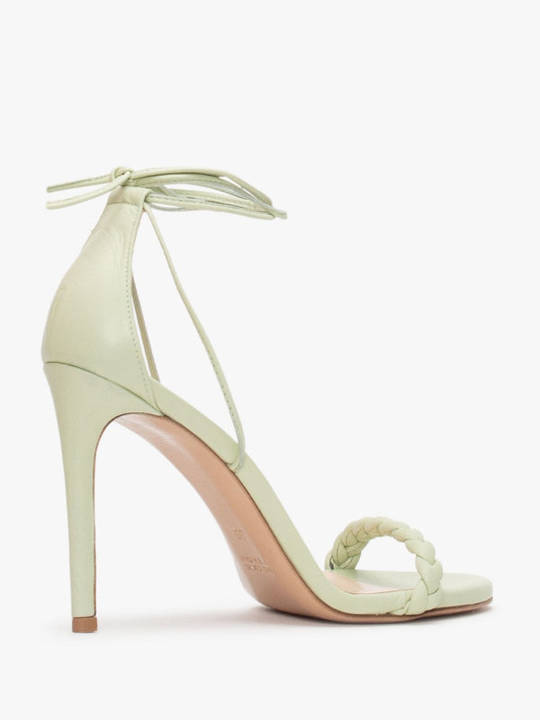 Frait Green Leather Braided Heeled Sandals