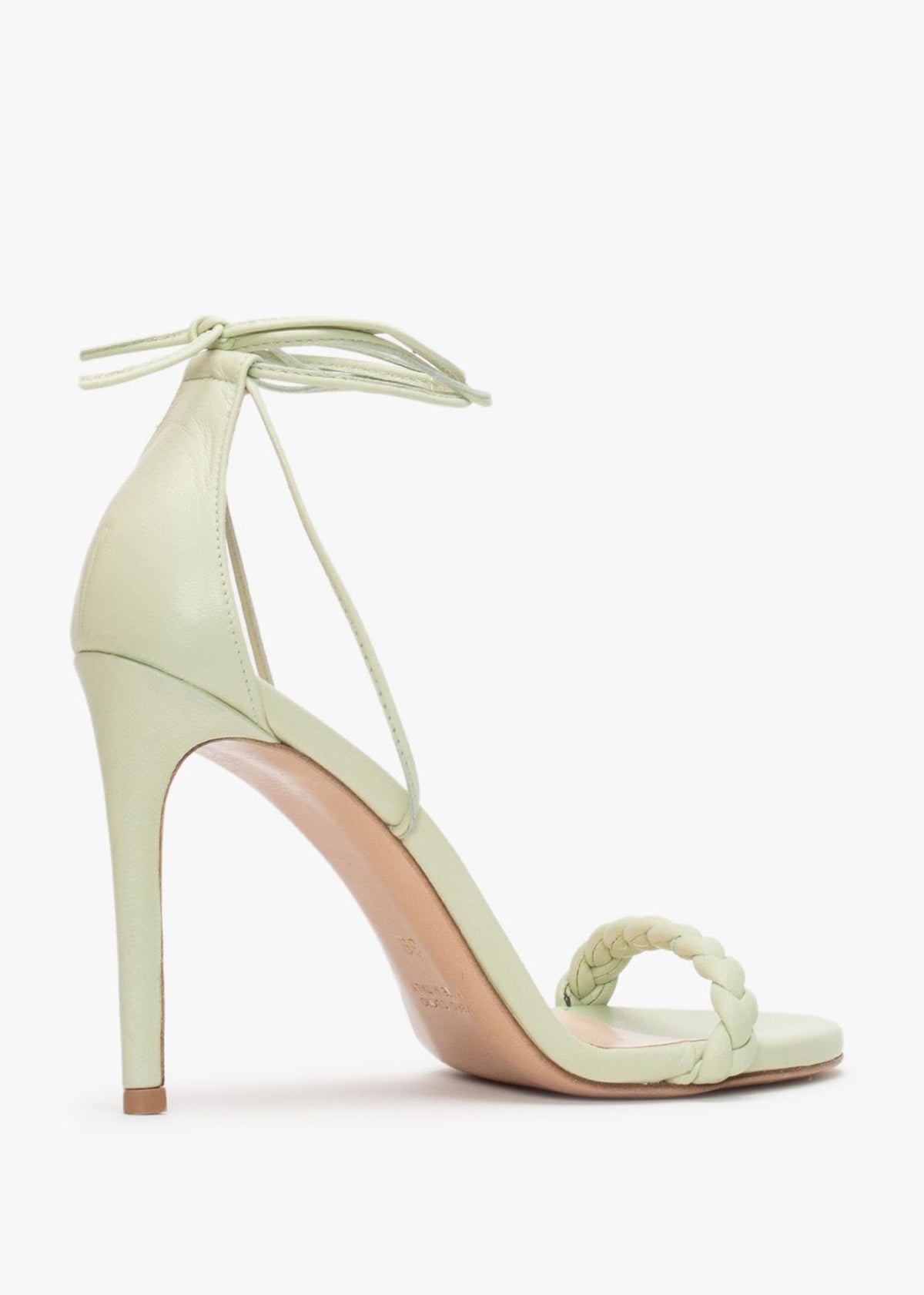 Frait Green Leather Braided Heeled Sandals