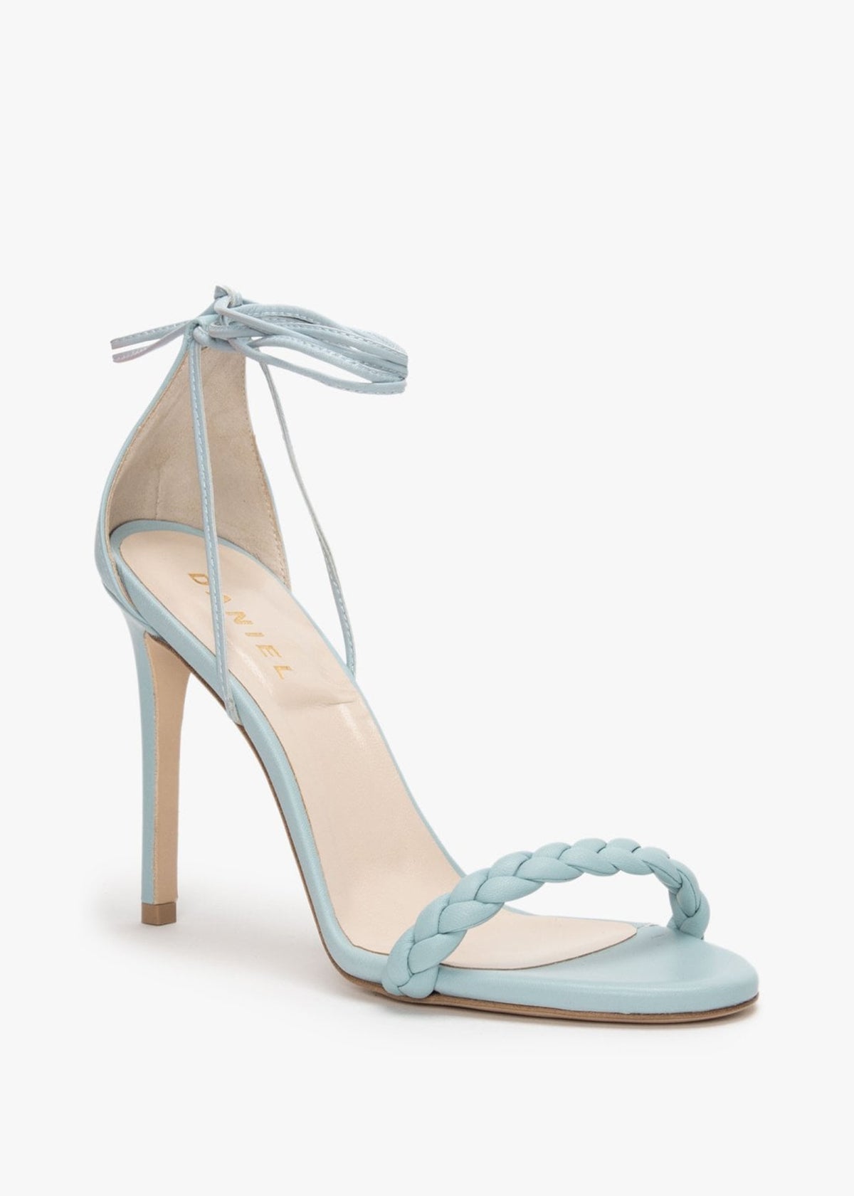 Frait Blue Leather Braided Heeled Sandals