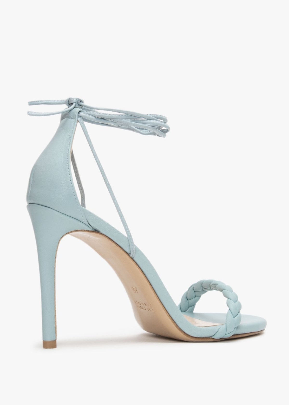 Frait Blue Leather Braided Heeled Sandals