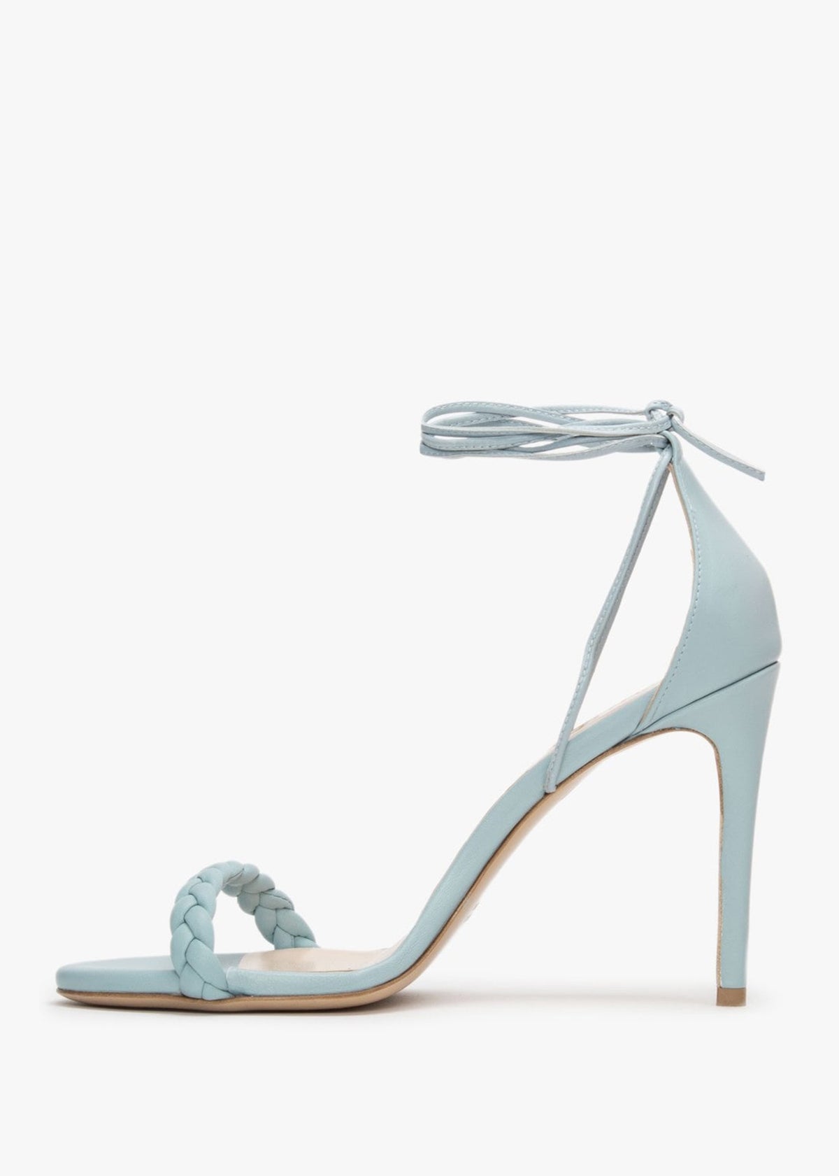 Frait Blue Leather Braided Heeled Sandals