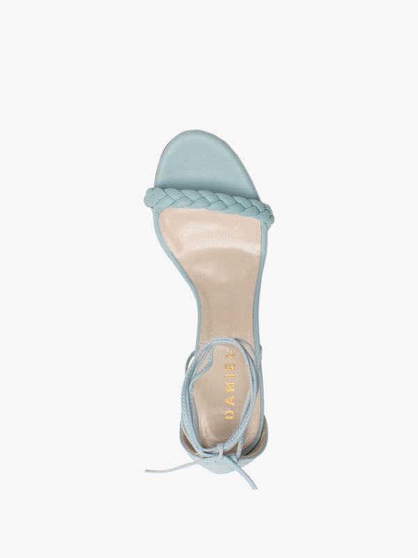 Frait Blue Leather Braided Heeled Sandals