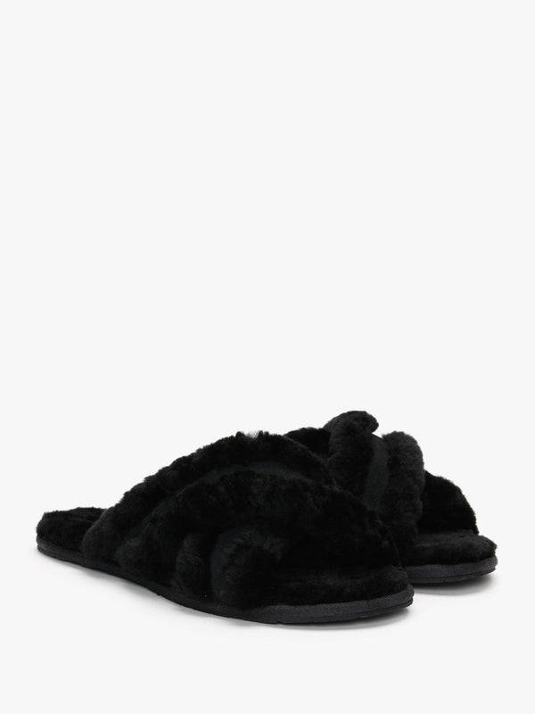 Scuffita Black Sheepskin Slippers