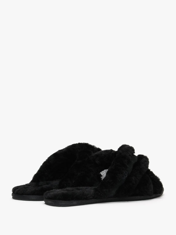 Scuffita Black Sheepskin Slippers