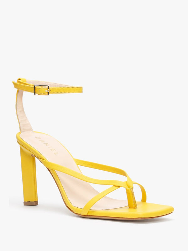 Aricky Yellow Leather Strappy Heeled Sandals