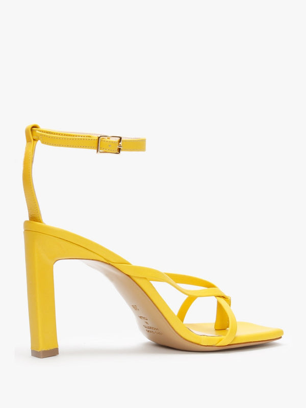 Aricky Yellow Leather Strappy Heeled Sandals