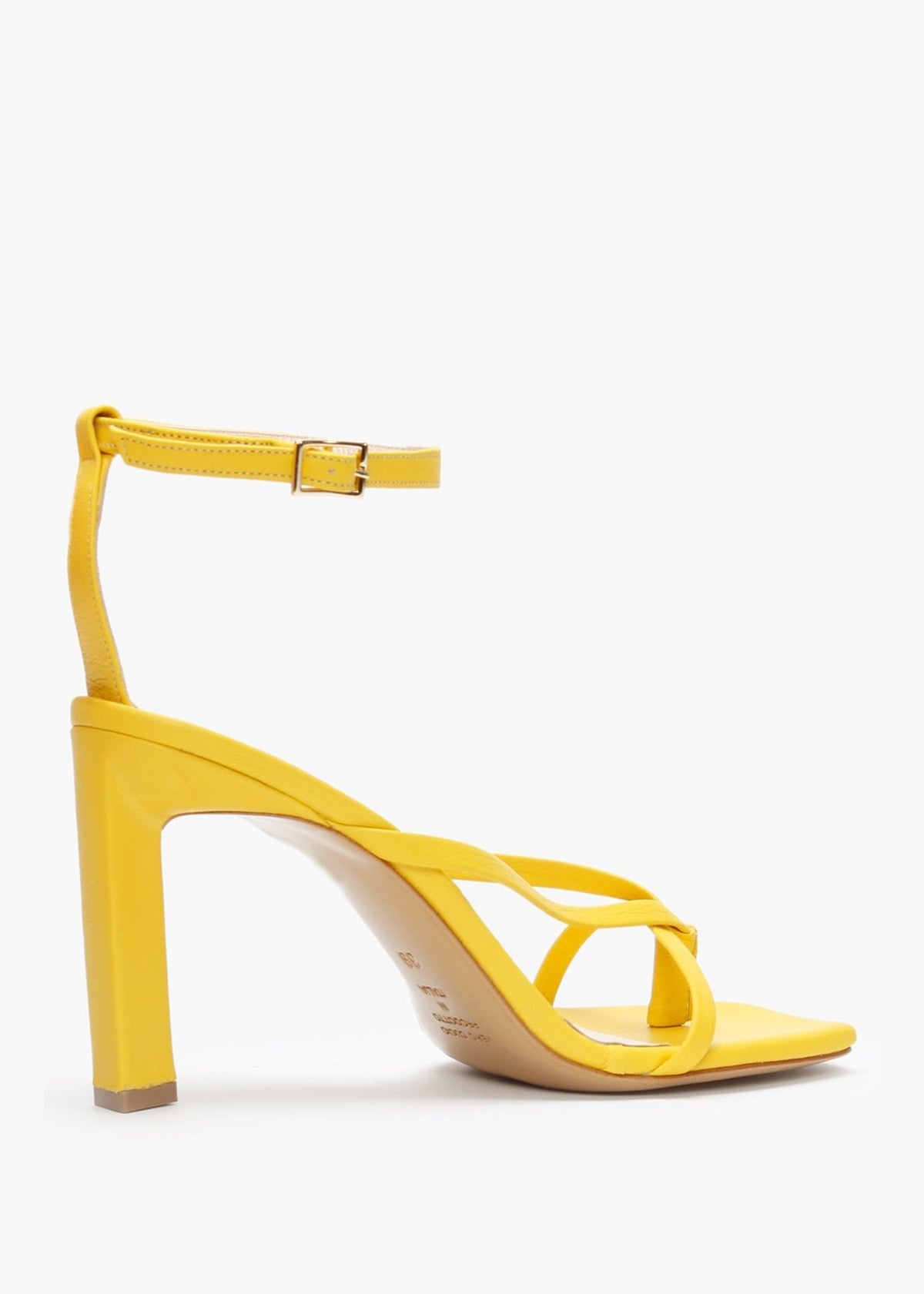 Aricky Yellow Leather Strappy Heeled Sandals