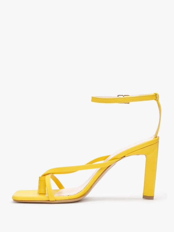 Aricky Yellow Leather Strappy Heeled Sandals
