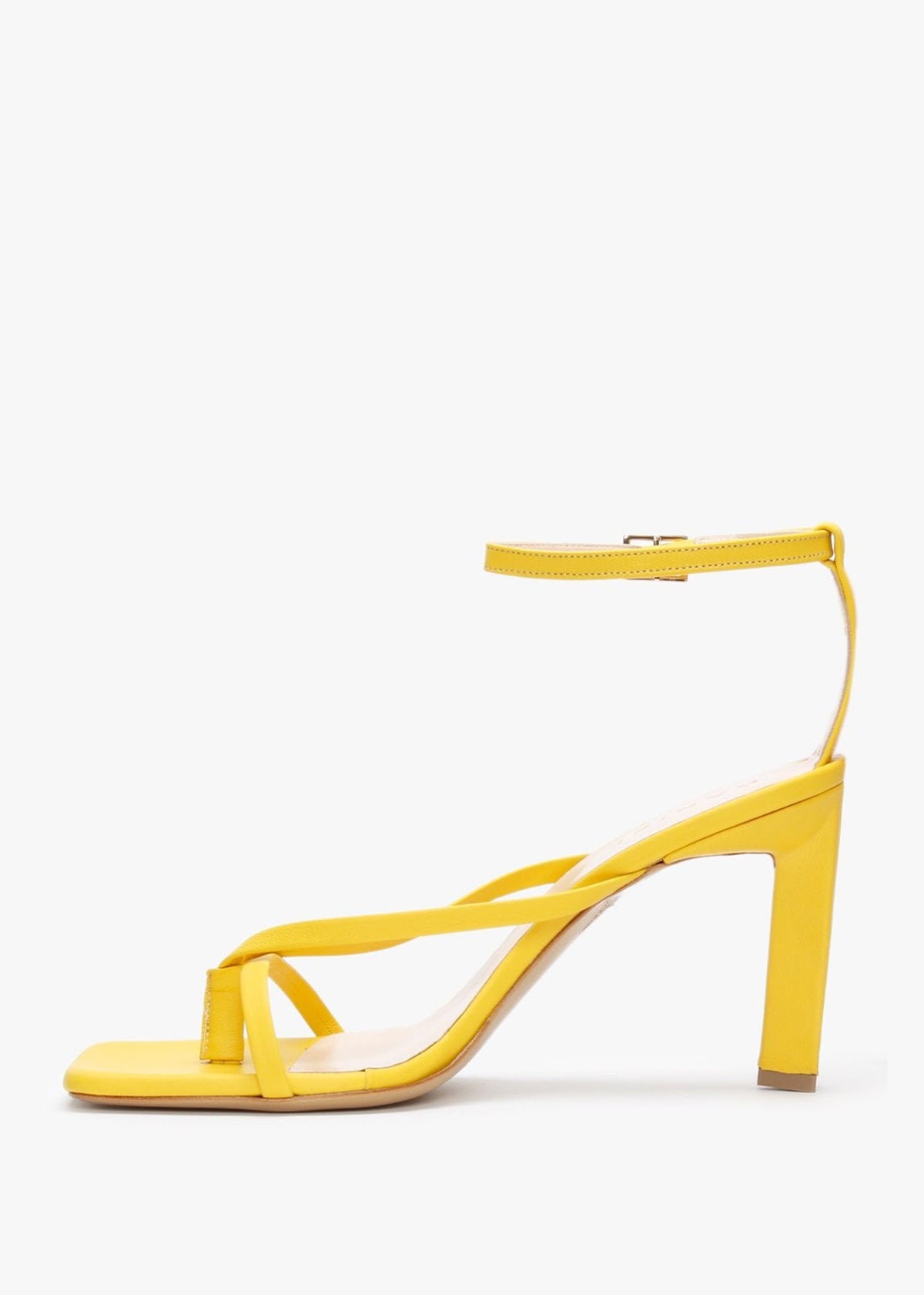 Aricky Yellow Leather Strappy Heeled Sandals