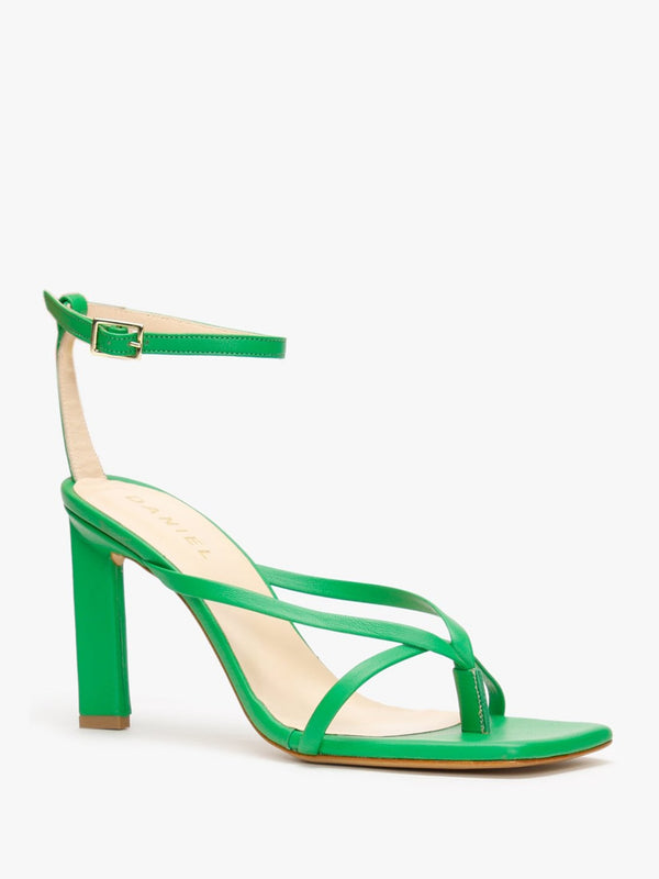Aricky Green Leather Strappy Heeled Sandals