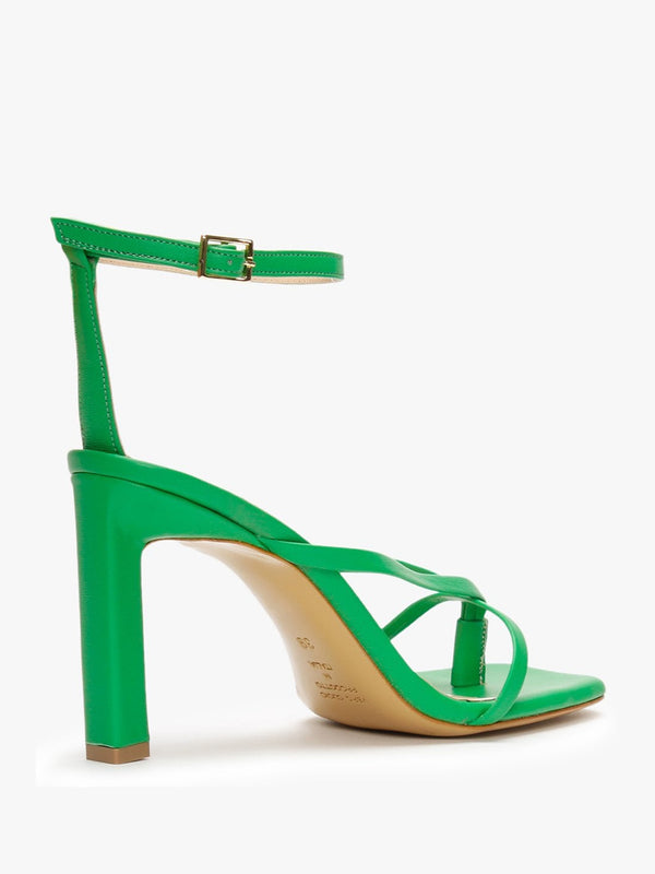 Aricky Green Leather Strappy Heeled Sandals