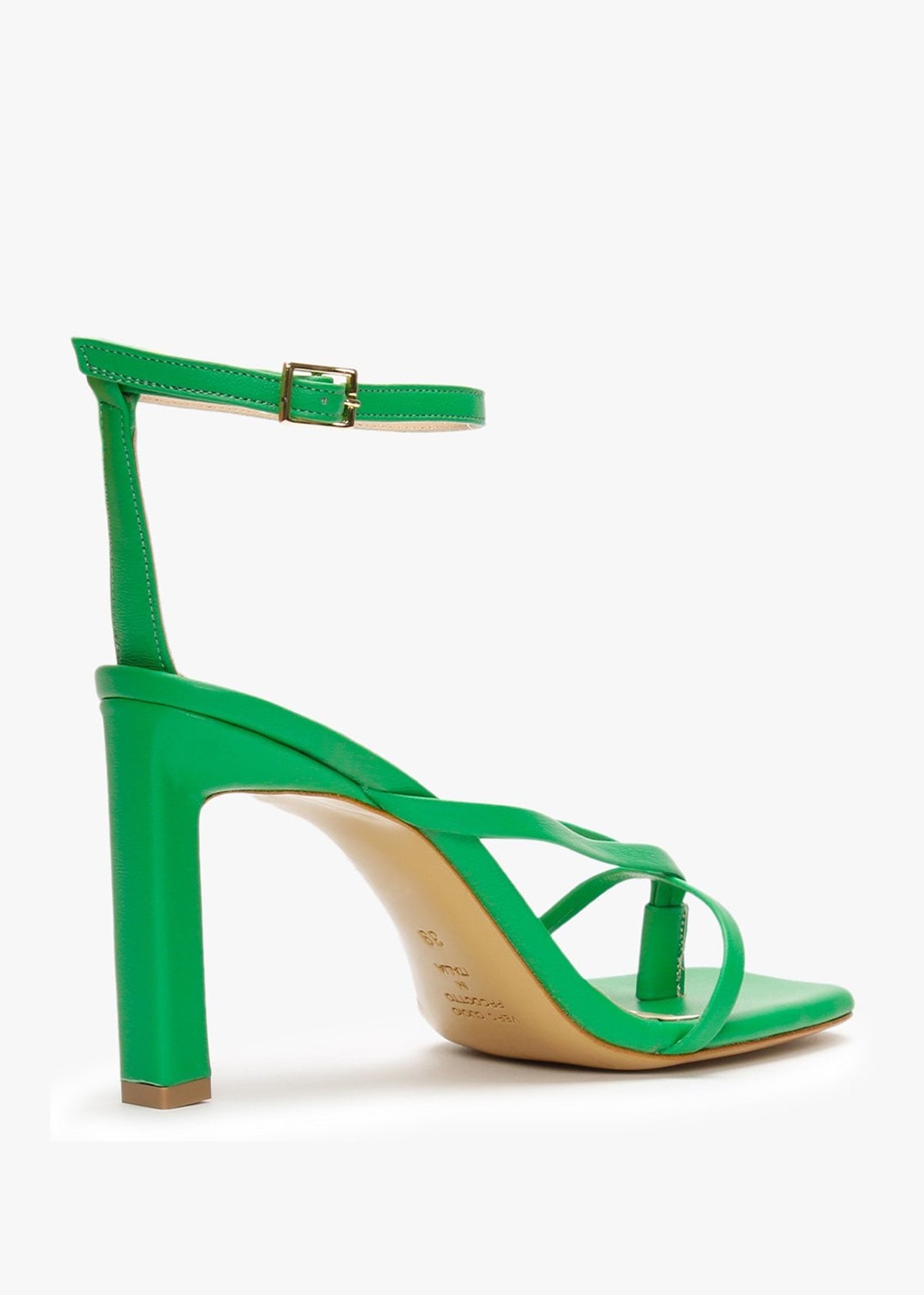 Aricky Green Leather Strappy Heeled Sandals