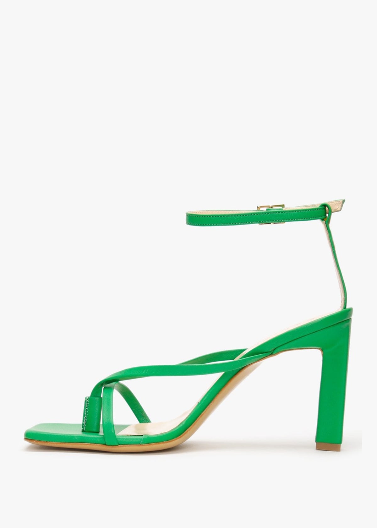 Aricky Green Leather Strappy Heeled Sandals