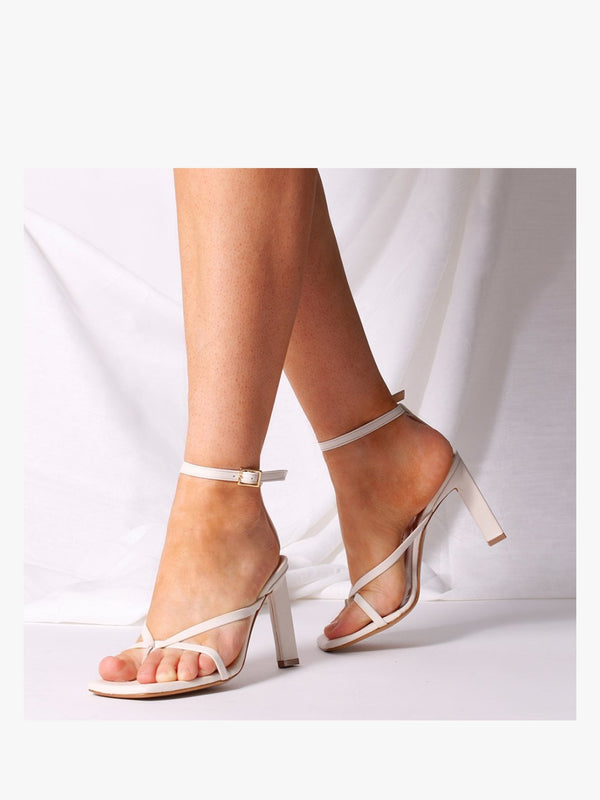 Aricky Beige Leather Strappy Heeled Sandals