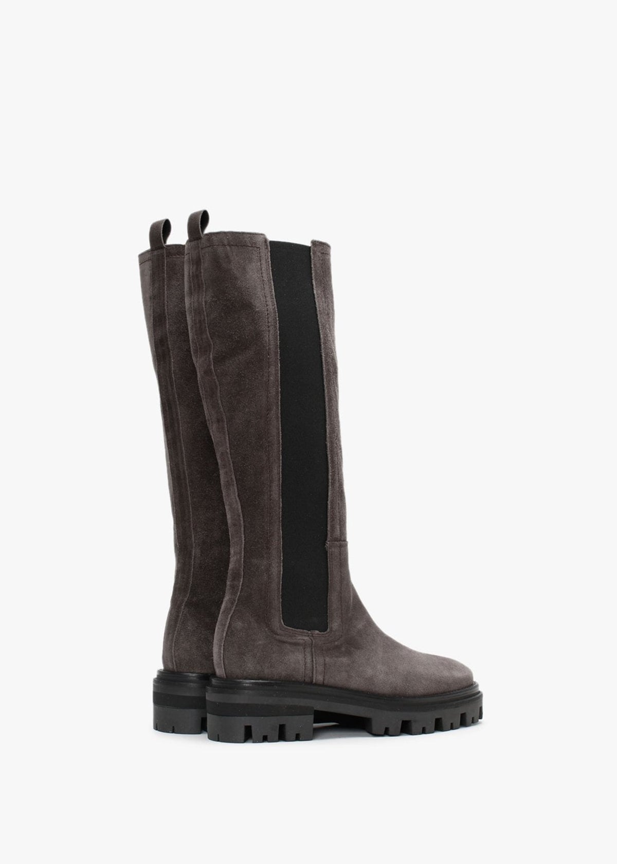 Cassia Grey Suede Chelsea Knee Boots