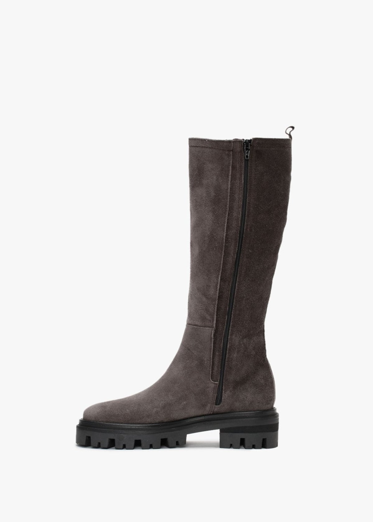 Cassia Grey Suede Chelsea Knee Boots