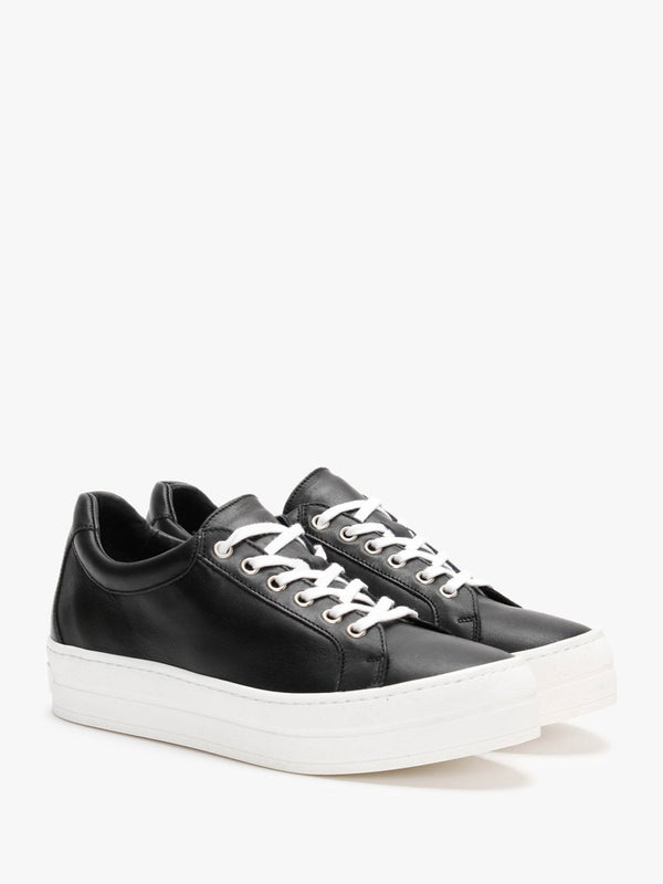 Piccadilly Circus Black Leather Flatform Trainers