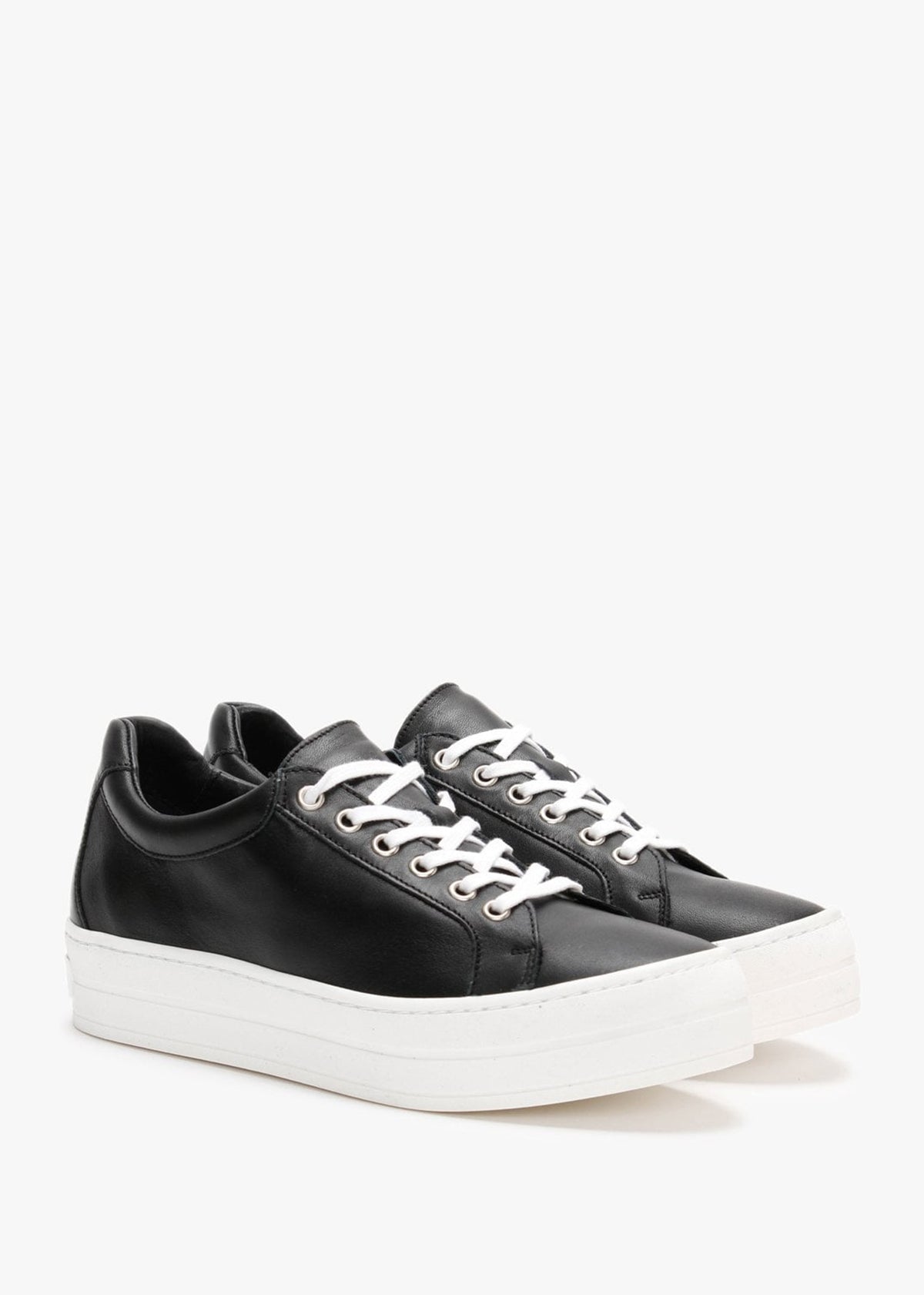 Piccadilly Circus Black Leather Flatform Trainers