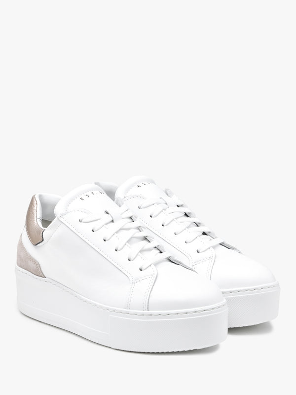 Sibley White Leather Gold Flash Flatform Trainers
