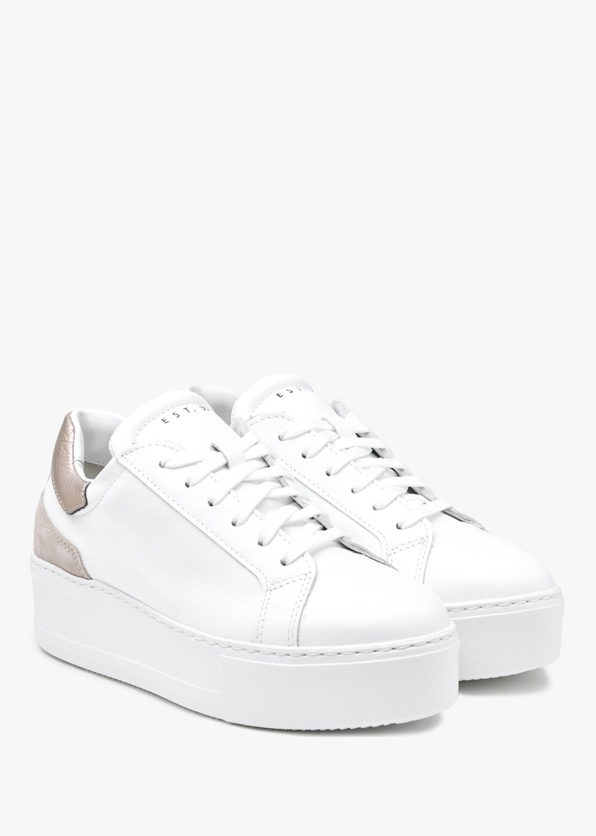 Sibley White Leather Gold Flash Flatform Trainers
