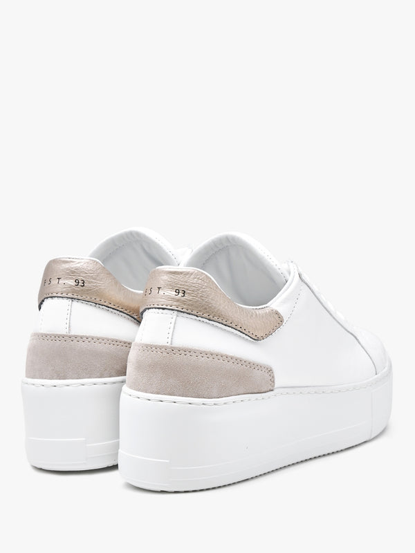 Sibley White Leather Gold Flash Flatform Trainers